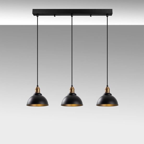 Lampă suspendată Varzan x3, negru-antic