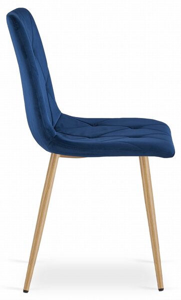 Scaun de dining din catifea albastra LIBRA