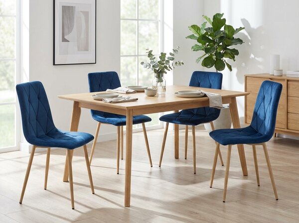 Scaun de dining din catifea albastra LIBRA