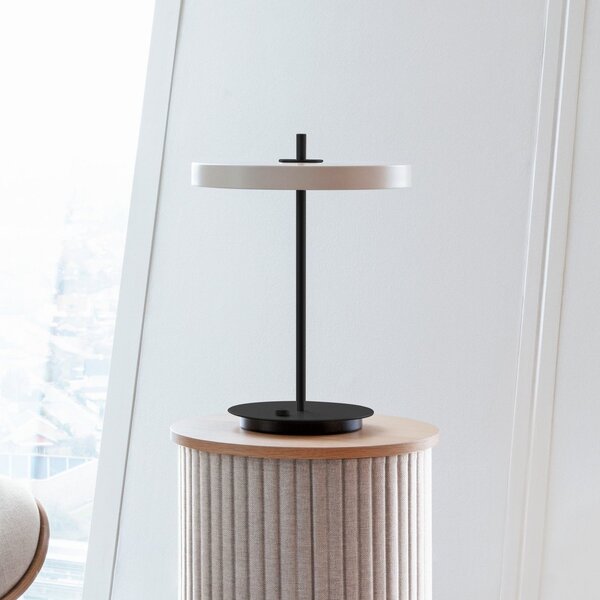 UMAGE LED lampă de masă Asteria Table, USB, alb perlat/negru, reglabil, Negru, Camera de zi / sufragerie, Aluminiu, Design