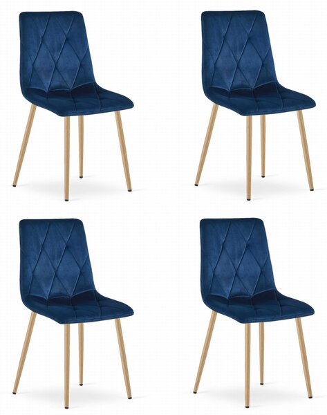 Scaun de dining din catifea albastra LIBRA