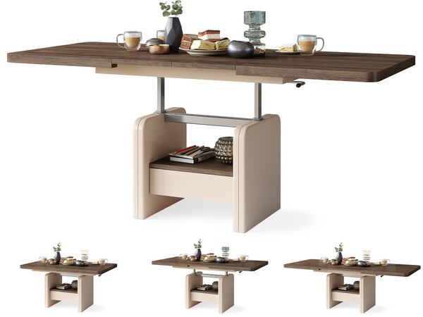 Mazzoni LEXUS Stejar Maro/Bej (Șampanie) - MĂSUȚĂ DE CAFEA EXTENSIBILĂ MODERNĂ