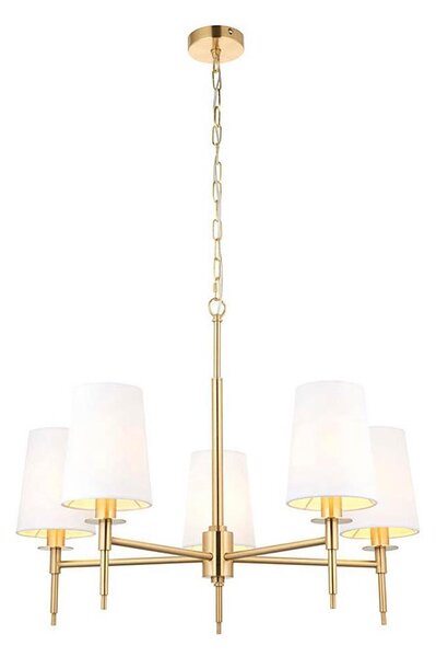 Endon 99458 - Candelabru suspendat cu lanț, 5 x E14, 6W, 230V, auriu/alb