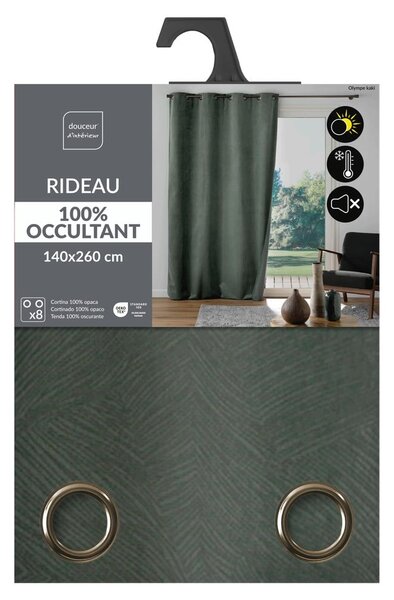 Draperie kaki din catifea 140x260 cm Olympe – douceur d'intérieur