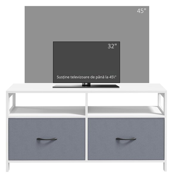 Suport Dulap TV pentru Televizoare de pana la 45”, cu Sertare Pliabile si Rafturi de Depozitare pentru Camera de Zi, Dormitor HOMCOM | Aosom Romania