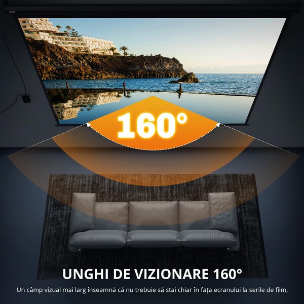 HOMCOM Ecran de Proiecție 120 Inch Format 4:3 Reglabil cu Telecomandă, Ecran de Proiecție Compact, 244x183 cm, Negru | Aosom Romania