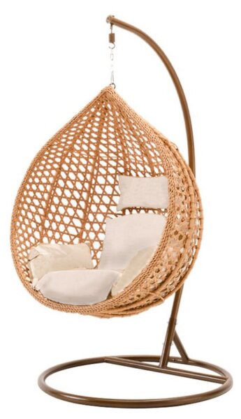 OFERTA Scaun balansoar suspendat maro deschis TROPIKAL cu suport, a doua calitate