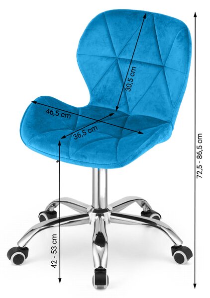 Scaun de birou AVOLA VELVET albastru regal