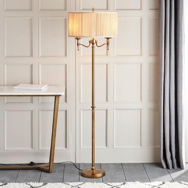 Endon 63620 - Lampadar STANFORD 2xE14/40W/230V alamă/bej