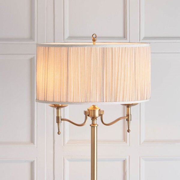 Endon 63620 - Lampadar STANFORD 2xE14/40W/230V alamă/bej