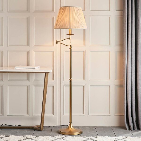 Endon 63621 - Lampadar STANFORD 1xE27/60W/230V alamă/bej