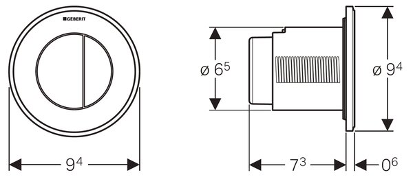 Geberit Typ 10 buton de spălare pentru WC crom lucios-crom mat 116.056.KH.1