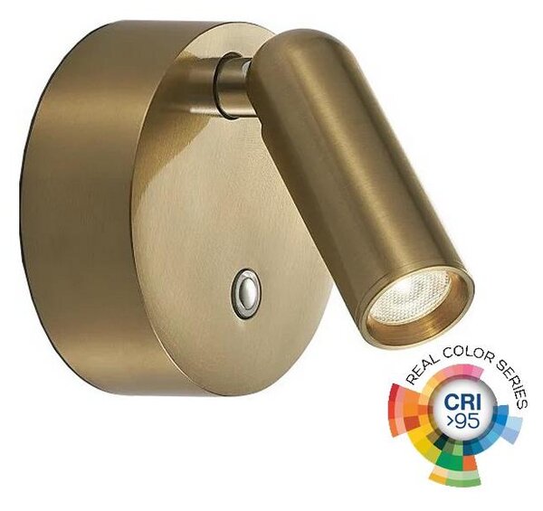 Ideal Lux - Spot de perete BEAN LED dimerizabil, reîncărcabil, 3W/5V, CRI95, alamă