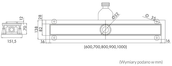 Schedpol Base-Low rigolă duș 60 cm OLP60/ST-LOW
