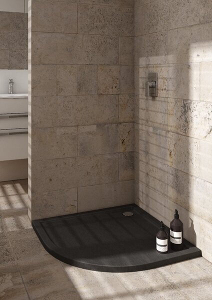Schedpol Caspar New Black Stone cădiță de duș semirotundă 80x80 cm negru 3.2333/C/ST