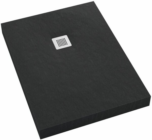 Schedpol New Horizons Black Stone cădiță de duș dreptunghiulară + capac mascare 130x100 cm negru 3.3326/C/ST-M2