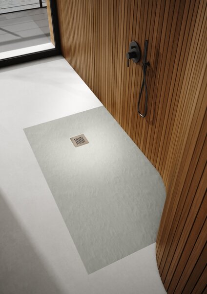 Schedpol Kalait Cement Stone cădiță de duș dreptunghiulară + capac mascare 90x70 cm ciment 3.3133/CT/ST-M2