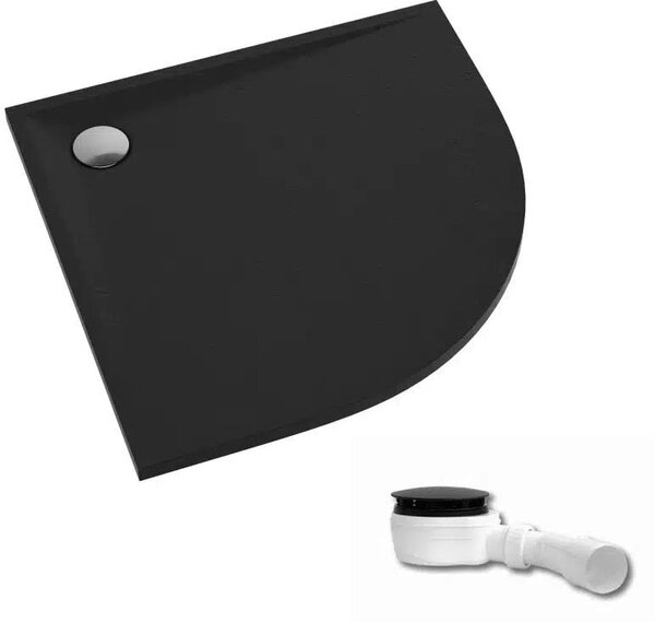 Schedpol Etrusco cădiță de duș semirotundă 80x80 cm negru 3.463/C/ST