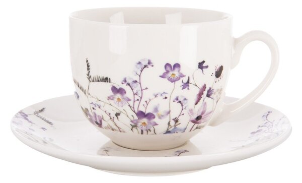 Ceașcă albă-mov din porțelan 280 ml Louka – Orion