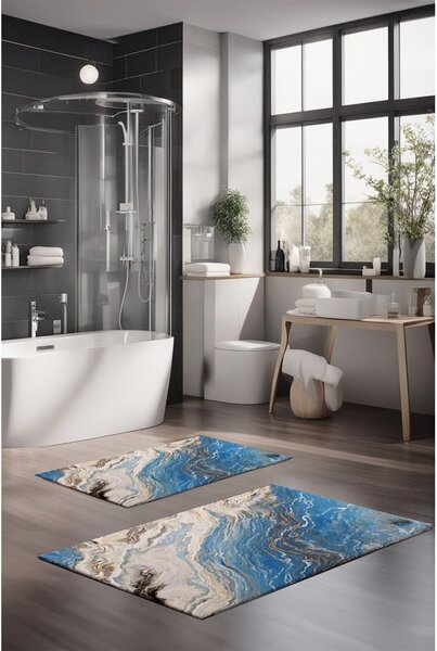 Covorașe de baie albastre 2 buc. 60x100 cm – Foutastic
