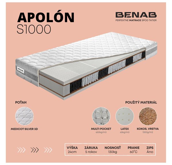 Saltea cu arcuri individuale Apolón S1000 220x180 cm (T4/T3). 763514