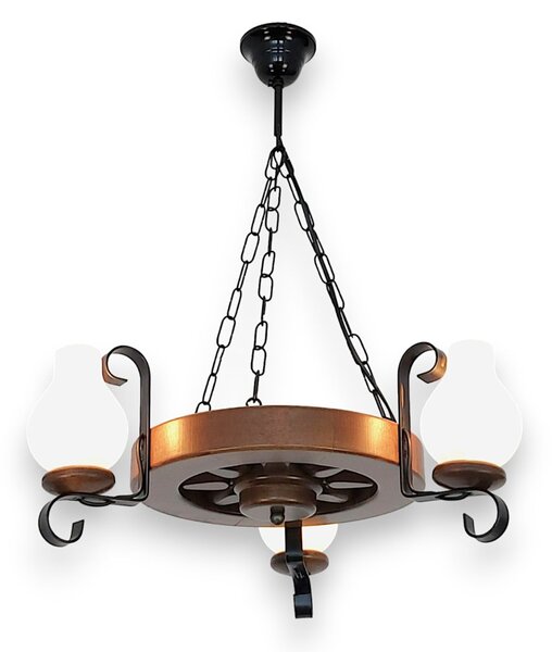 Candelabru rustic fabricat manual din lemn Roata 3L
