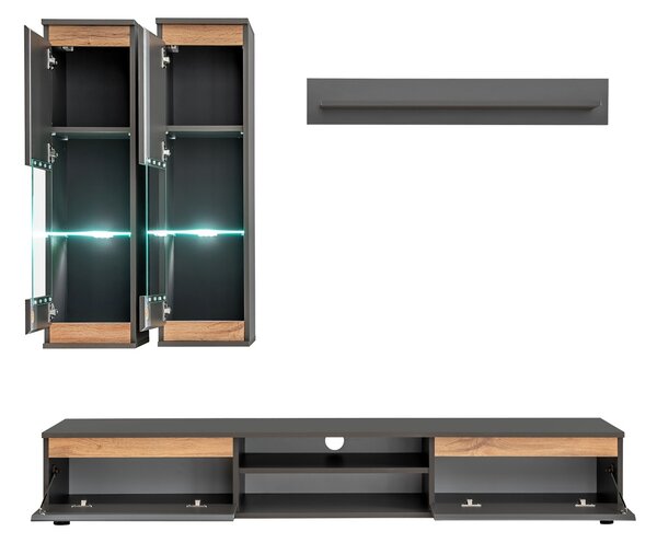 Mobilier living Marc 29 ANWT MD (antracit + stejar wotan) (cu iluminat). 1024448