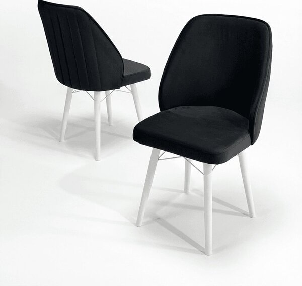 Sormis Set Extensibila 80x 135 (80 x 178) Si Scaun 6 Buc Negru Picior Alb