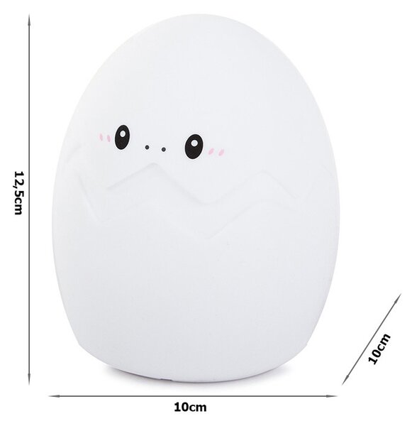 Lampa de noapte din silicon LED pentru copii EGG 12,5 cm alb