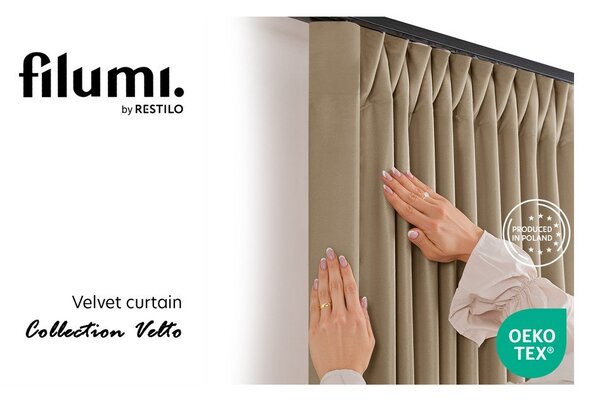 Draperie bej dimout (semi-opacă) din catifea 140x270 cm Velto – Filumi
