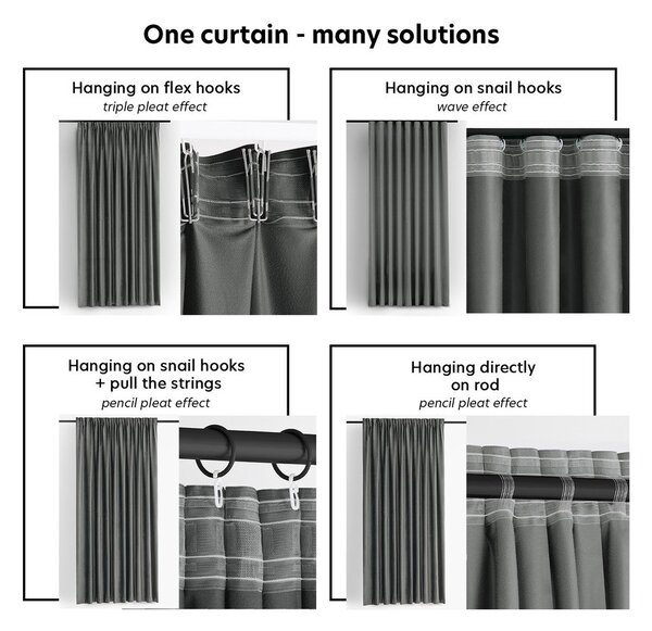 Draperie gri închis dimout (semi-opacă) din catifea 265x175 cm Velto – Filumi