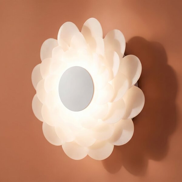 Lucande Aplică LED Bloem, Ø 40 cm, albă, dimabilă în 3 trepte, reglabil, Alb, Camera de zi / sufragerie, Plastic, Modern