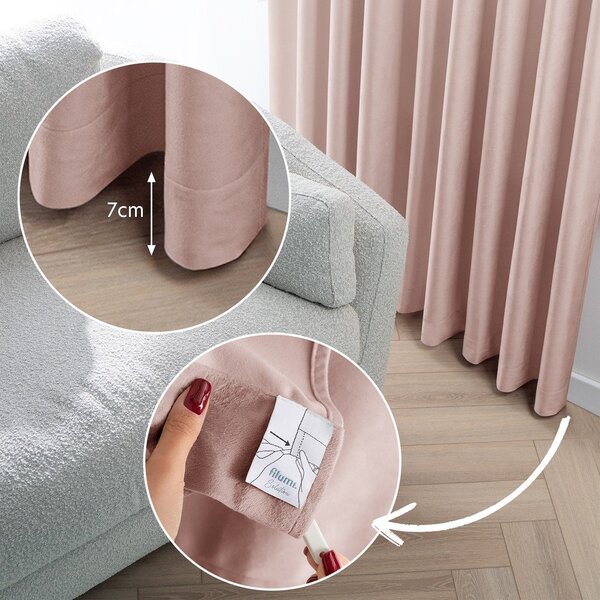 Draperie roz-deschis dimout (semi-opacă) din catifea 140x225 cm Velto – Filumi