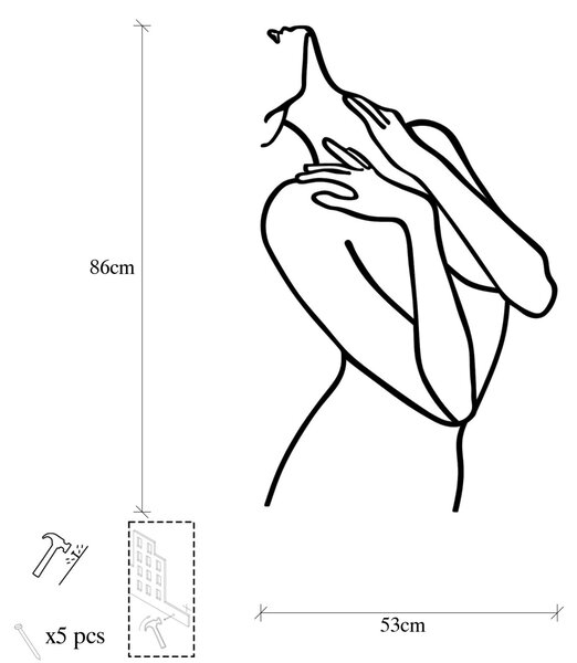 Tablou metalic Woman Negru 53x86 cm
