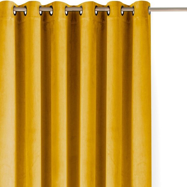 Draperie galben-muștar dimout (semi-opacă) din catifea 200x300 cm Velto – Filumi