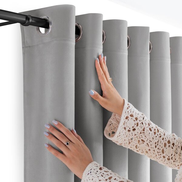 Draperie gri dimout (semi-opacă) din catifea 200x250 cm Velto – Filumi