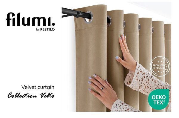 Draperie bej dimout (semi-opacă) din catifea 200x270 cm Velto – Filumi