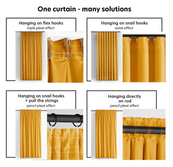 Draperie galben-muștar dimout (semi-opacă) din catifea 400x250 cm Velto – Filumi