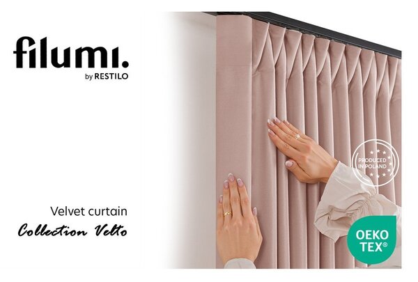 Draperie roz-deschis dimout (semi-opacă) din catifea 140x225 cm Velto – Filumi
