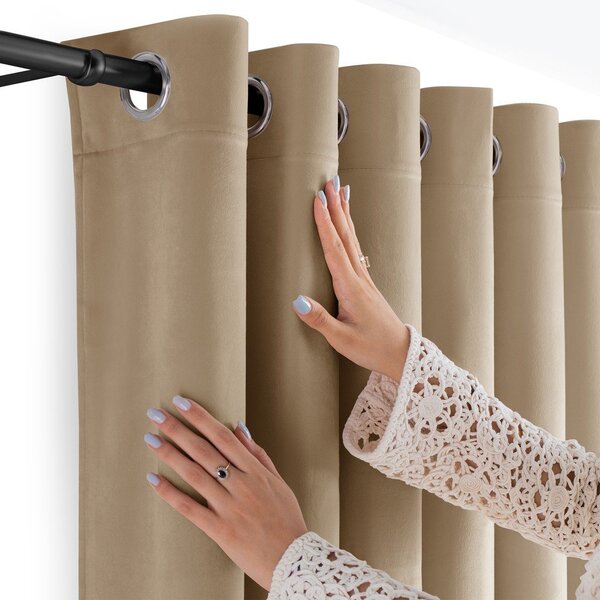 Draperie bej dimout (semi-opacă) din catifea 200x270 cm Velto – Filumi
