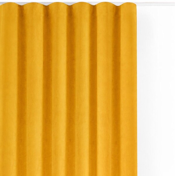 Draperie galben-muștar dimout (semi-opacă) din catifea 400x250 cm Velto – Filumi