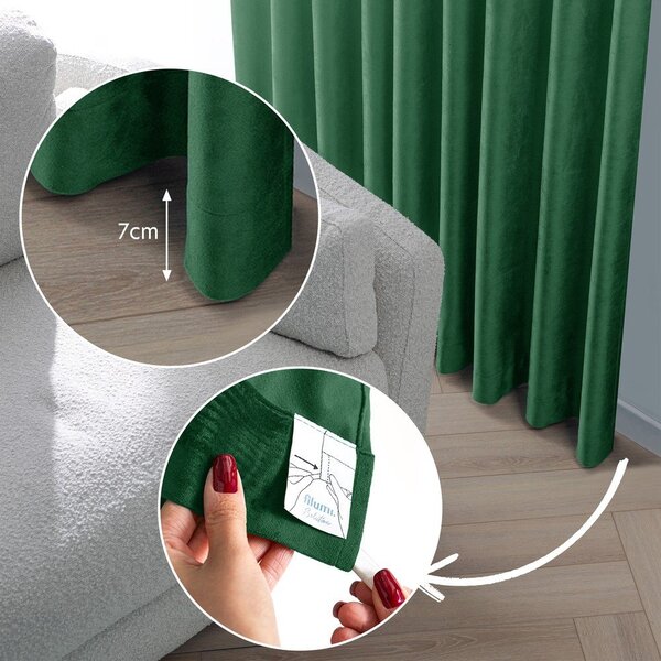 Draperie verde dimout (semi-opacă) din catifea 140x175 cm Velto – Filumi