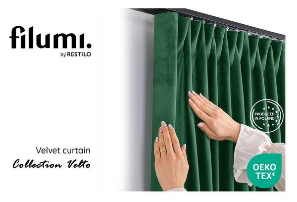 Draperie verde dimout (semi-opacă) din catifea 140x175 cm Velto – Filumi
