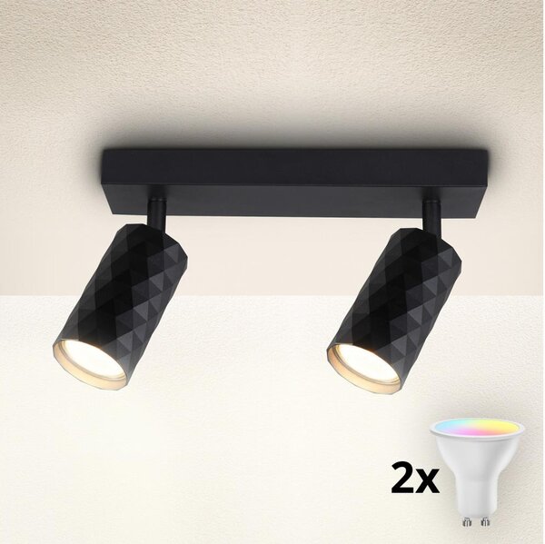 Brilagi - Spot LED RGBW reglabil SELE DIAMANT, 2x GU10, 4,8W, 230V, negru