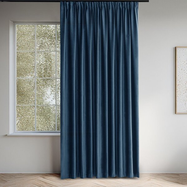 Draperie albastră dimout (semi-opacă) din catifea 140x270 cm Velto – Filumi