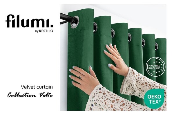 Draperie verde dimout (semi-opacă) din catifea 140x175 cm Velto – Filumi