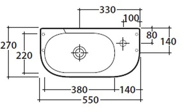 Globo Concept lavoar 55x27 cm semicircular clasică alb luciu SCT55.BI