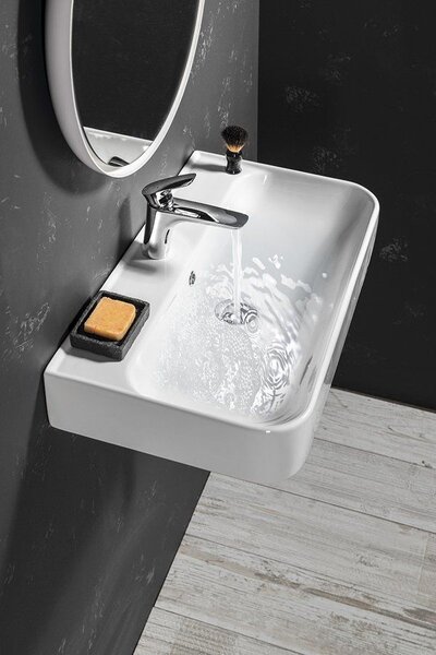 Isvea Sistema lavoar 70x38 cm dreptunghiular clasică-de blat alb luciu 10PL53070