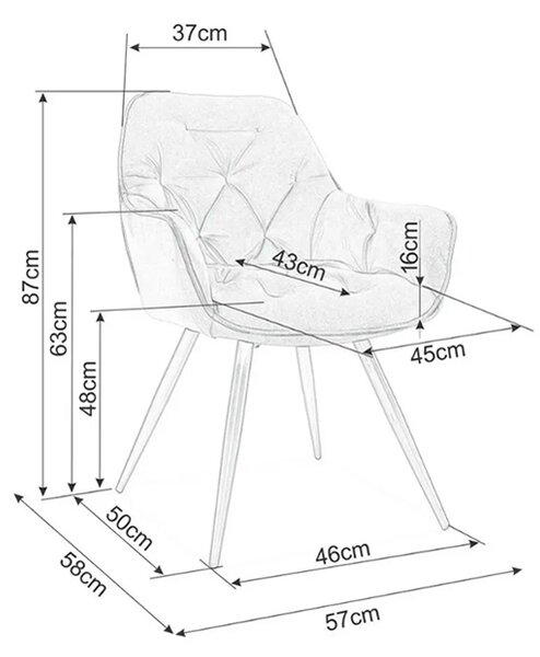 Scaun Living Tapițat KJC38 Galben