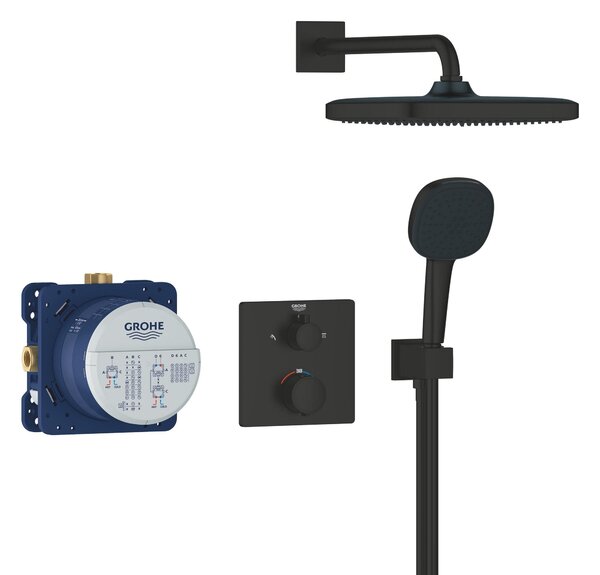 Grohe Vitalio Comfort set de duș ascuns cu termostat cu duș de ploaie negru 348822430
